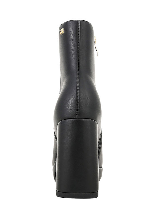 Tamara Leather Women's Ankle Boots with High Heel Black