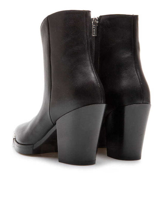 Leder Stiefeletten Damen Schwarz