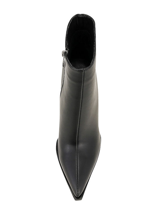 Teeta Leather Women's Ankle Boots with High Heel Black