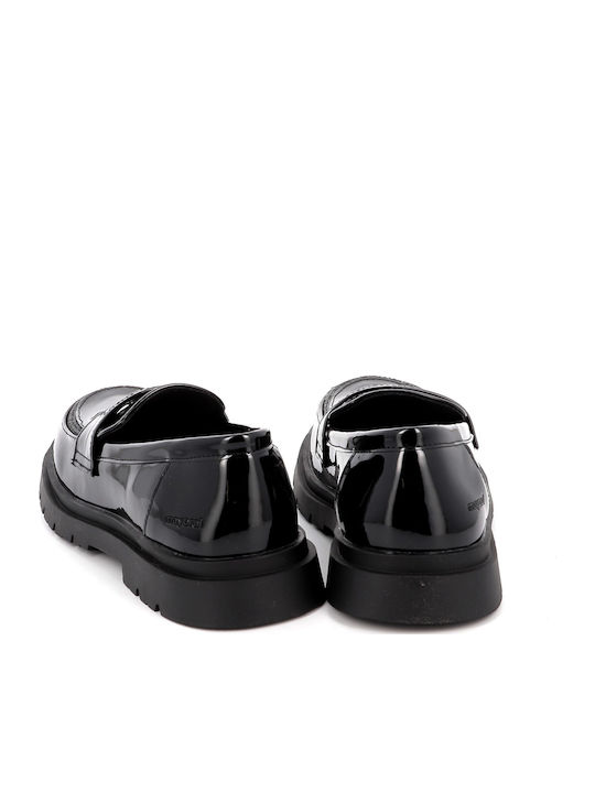 Girls Patent Leather Moccasins Black