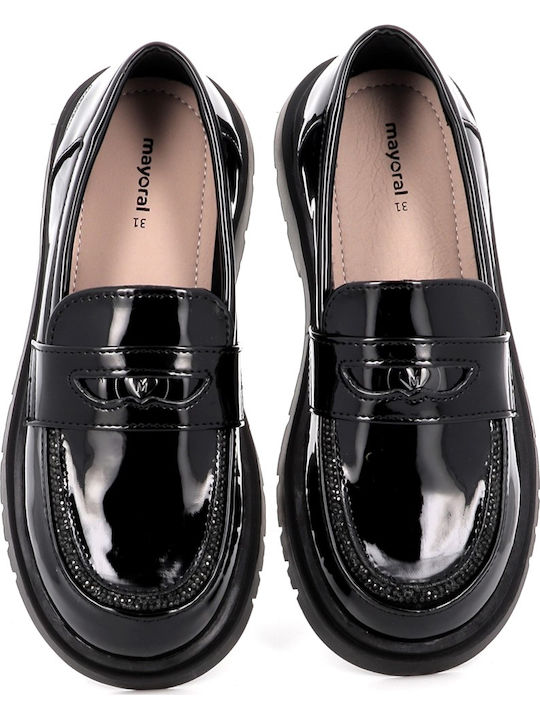 Girls Patent Leather Moccasins Black