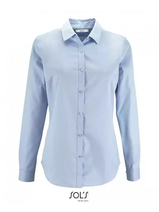 Herringbone Women's Long Sleeve Shirt Sky Blue