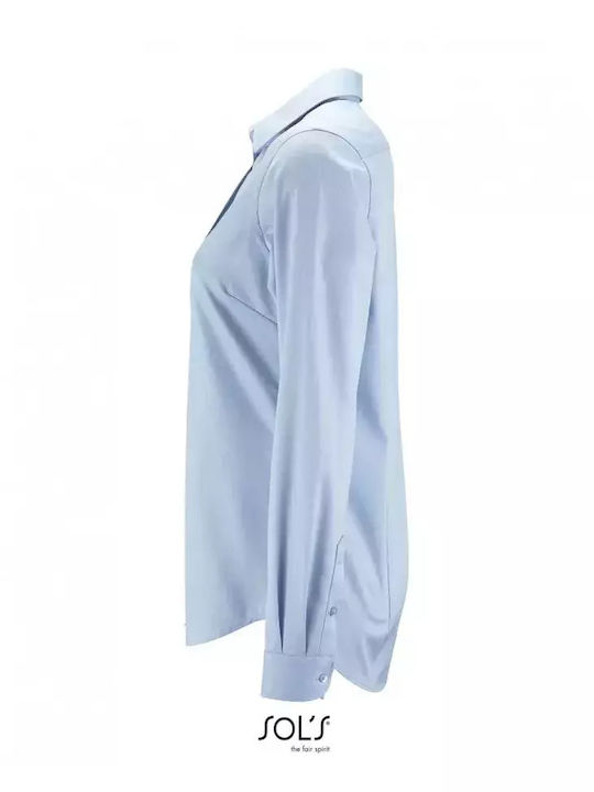 Herringbone Women's Long Sleeve Shirt Sky Blue
