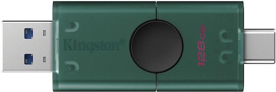 Kingston Datatraveler 128GB USB 3.2 Stick with USB-A & USB-C Connection Green
