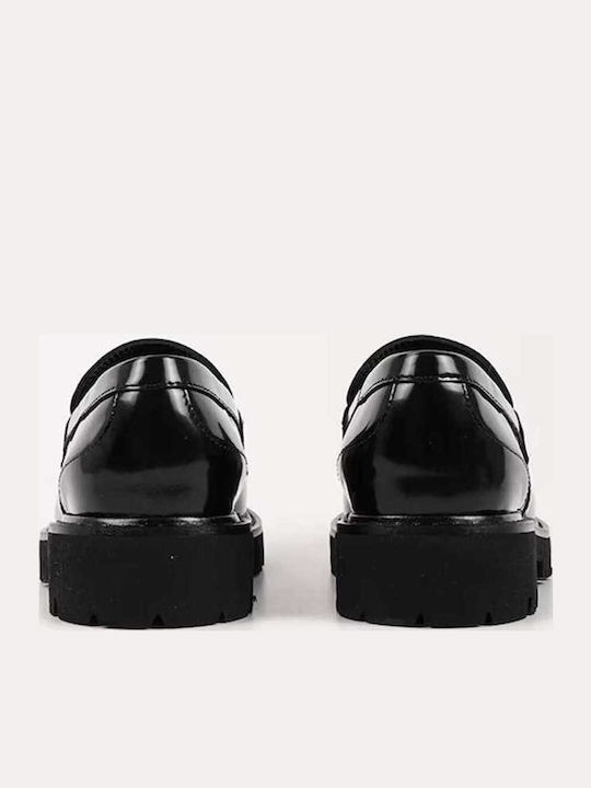 Leather Women's Loafers in Black Color
