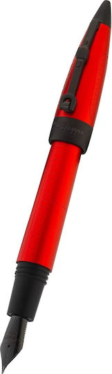 Montegrappa Πένα Γραφής Κόκκινη από Αλουμίνιο με Μπλε Μελάνι