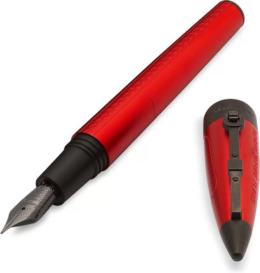 Montegrappa Πένα Γραφής Κόκκινη από Αλουμίνιο με Μπλε Μελάνι