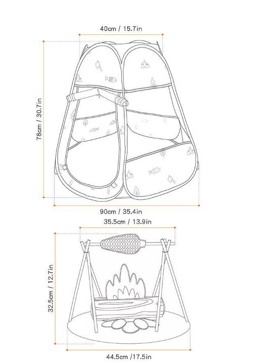 Tumama Kids Cort pentru Copii Pop Up Gri pentru 3+ ani