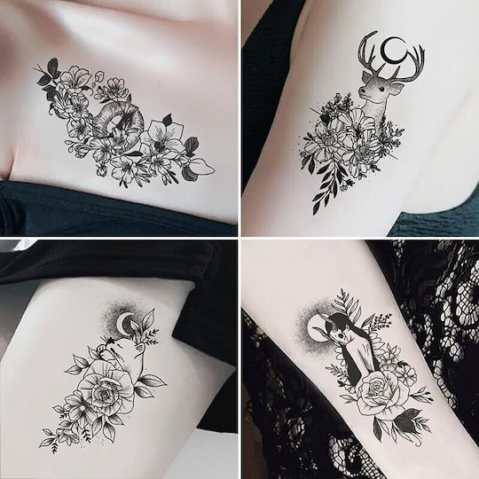 Set 30 Temporary Tattoos Flippy Water-based Model 4 Black
