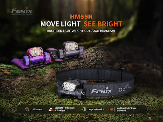 Fenix Επαναφορτιζόμενος Φακός Κεφαλής LED με Μέγιστη Φωτεινότητα 1200lm