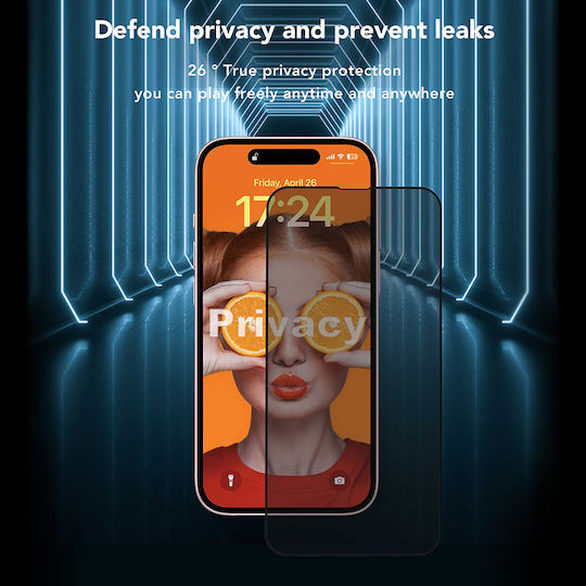 Anank 2.5D 2x Reinforced Privacy Screen Protector iPhone 16 Black