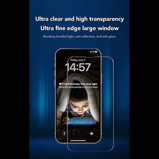 Anank 2.5d 3x Reinforced Anti-blue Light Iphone 16 Black