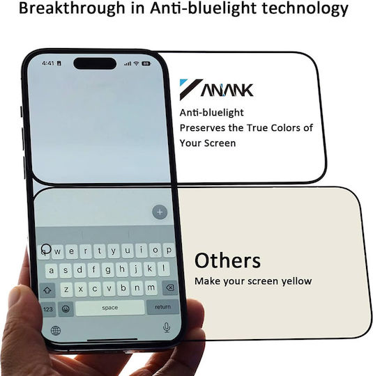 Anank 2.5D 3x Verstärkte Anti-Blaues Licht Displayschutzfolie Für iPhone 16 Pro Max Schwarz
