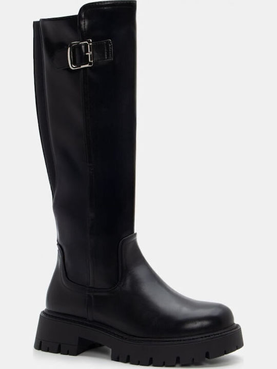 Damenstiefel mit Gummizug Schwarz