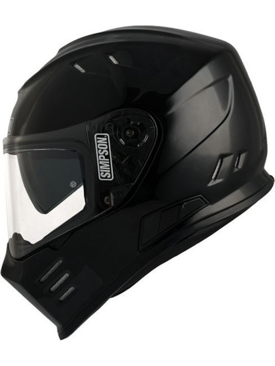 Simpson Venom Solid Glänzend Schwarz Motorradhelm Vollgesicht DOT / ECE 22.06 mit Sonnenvisier