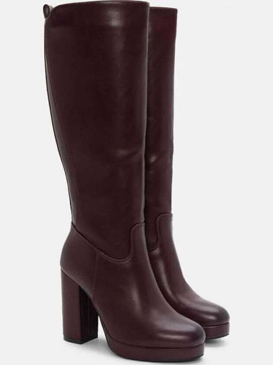 Damenstiefel mit Gummizug Burgundisch