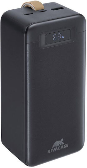 Rivacase VA1084 Power Bank 40000mAh 65W mit USB-A Ausgangsanschlüsse und 2 USB-C Ausgangsanschlüsse Power Delivery / Schnellladung Schwarz