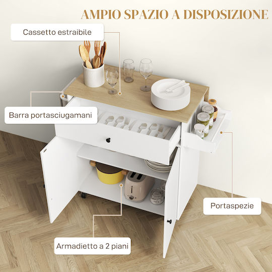 HomCom Επίδαπε Κüchenschränk Λευκά 106x42x87εκ