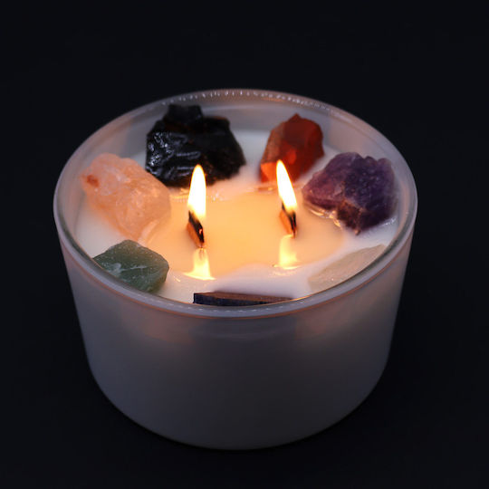 Aromatisches Kerze Edelsteine 7 Chakra Mondstein Kristall Kerze 640g