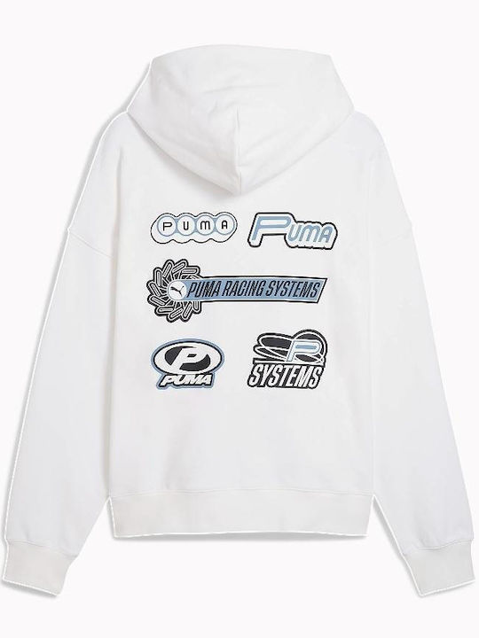 Graphic Sweatshirt with Hood White / Blue