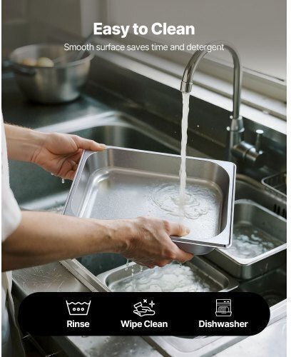 Vevor 1/2 Size Gastronorm Pans Steam Table Pans 2.5 Inch Deep Stainless Steel 4 Pack