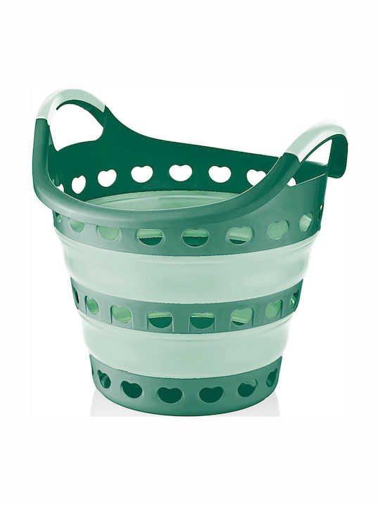 Qlux Coș De Rufe Din Plastic Pliabil 14lt 37x35x34cm Verde Qlux Coș De Rufe Din Plastic Pliabil 14lt 37x35x34cm Verde