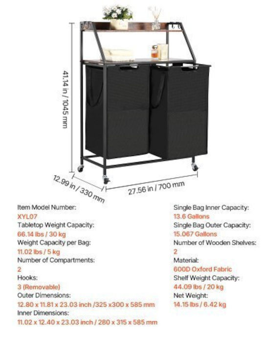 Vevor Laundry Basket Fabric Collapsible Black
