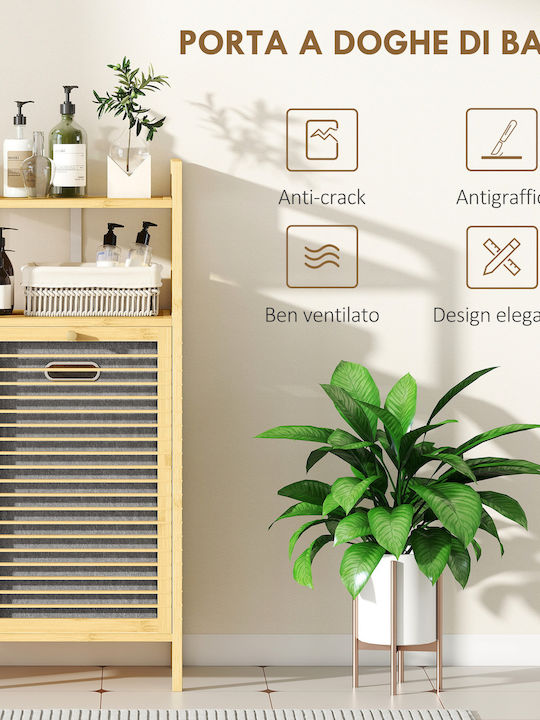 HomCom Καλάθι Απλύτων Bamboo 40x30x95cm Γκρι