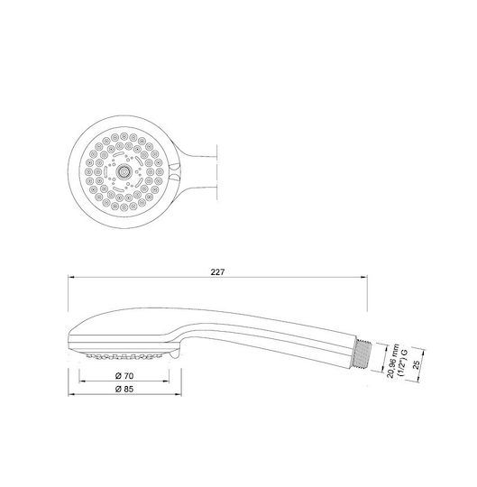 Τηλέφωνα Ντουζ Obus 300 Ασημί Chrome Silver
