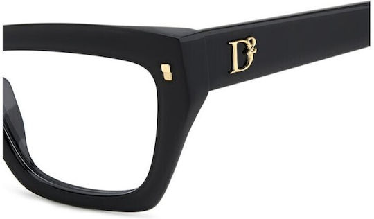 Dsquared2 Plastic Eyeglass Frame Cat Eye Black D2 0153 807