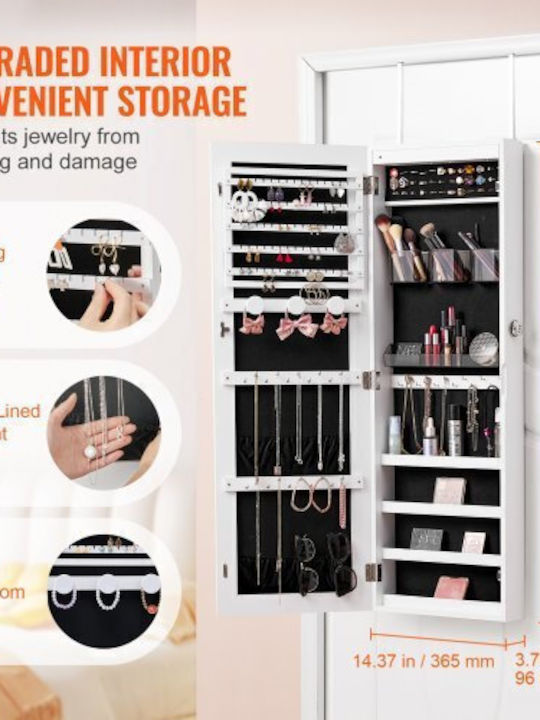 Vevor Wooden Jewellery Wardrobe with White Mirror