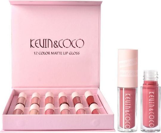Set 12 Matte Lipsticks Transfer-resistant Kevinandcoco 1.85 Ml Pink Box