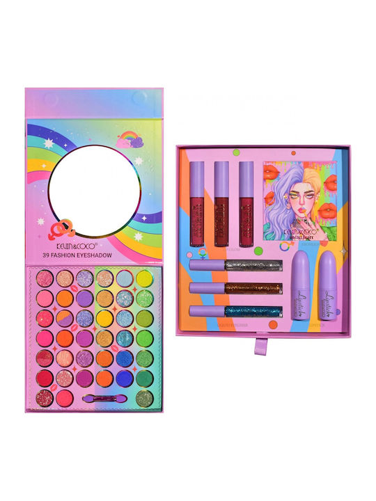 Makeup Set Kevin Coco 39 Pigmented Colors Eyeshadow Lipstick Gloss Eyeliner Blush Rainbow