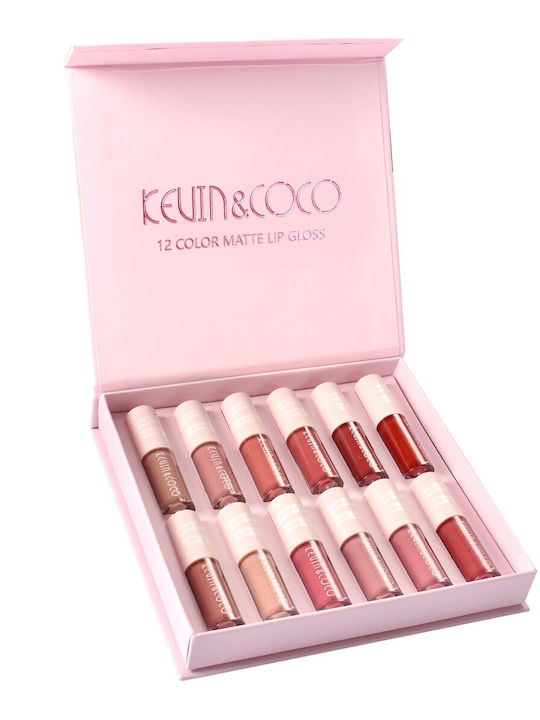 Set 12 Rujuri Mate Rezistente la Transfer Kevinandcoco 1,85 Ml Cutie Roz