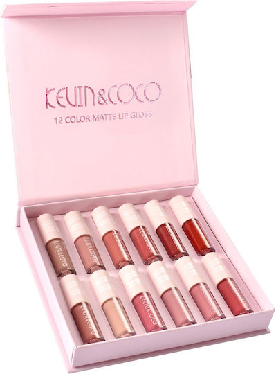Set 12 Matte Lipsticks Transfer-resistant Kevinandcoco 1.85 Ml Pink Box
