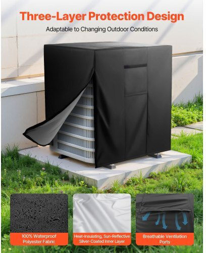 Vevor Klimaanlagenteile Abdeckung der Außeneinheit 960x960x1010 Mm Dreischichtiges Wasserdichtes Für Außenbereiche