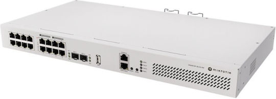 MikroTik CRS418-8P-8G-2S+RM Managed L2 PoE+ Switch with 16 Gigabit (1Gbps) Ethernet Ports and 2 SFP Ports
