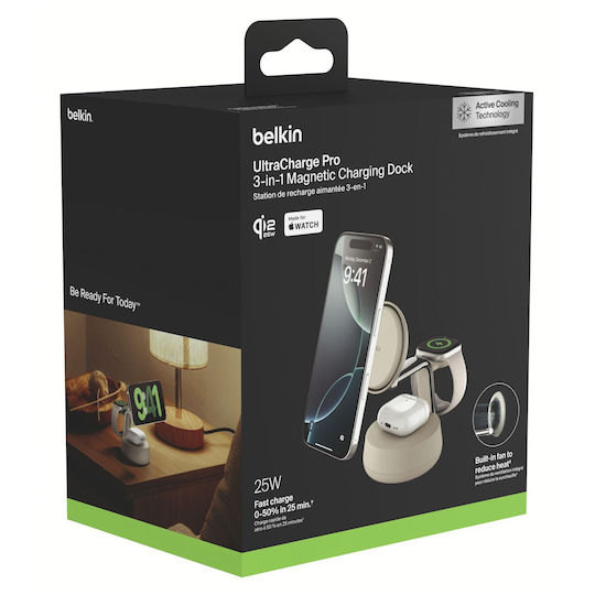 Belkin Wireless Charger Qi2 25W Whites (UltraCharge Pro)