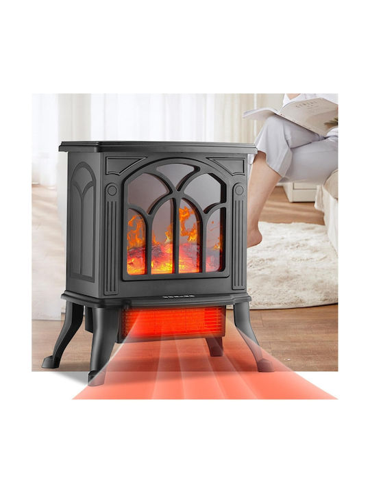De podea Șemineu electric 1500W 38x23cm Negru