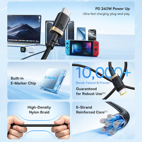 Baseus USB 2.0 Kabel USB-C männlich - USB-C 240W PD Gold 1m P10377803U03-00