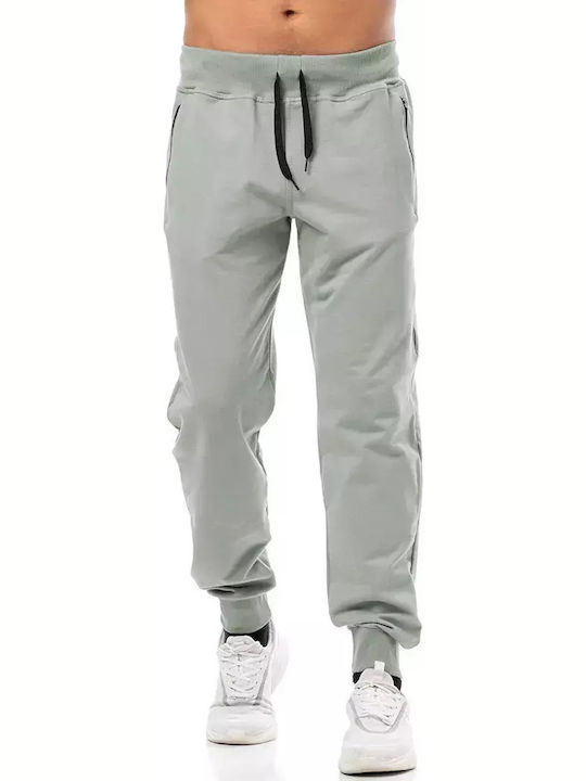 Three-strand Sweatpants with Elastic Pistachio