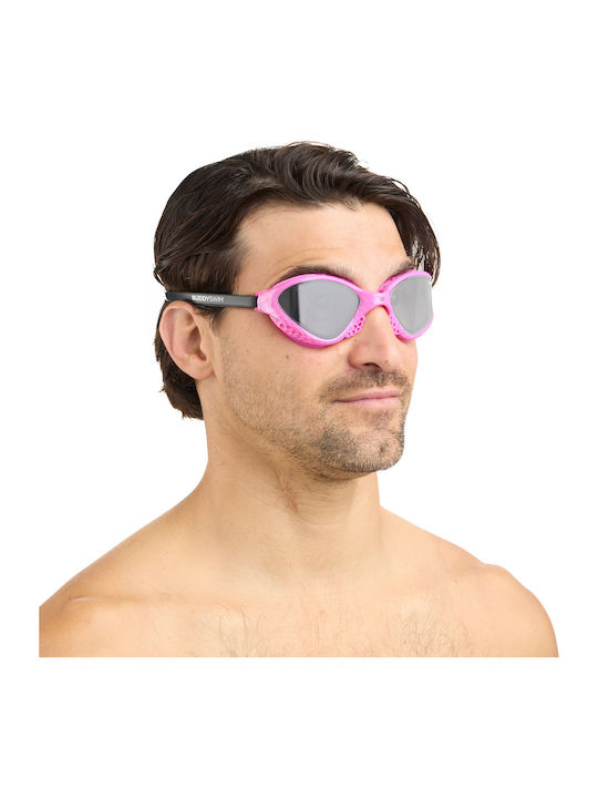Buddyswim Γυαλιά Κολύμβησης Ενηλίκων με Αντιθαμβωτικούς Φακούς Ροζ