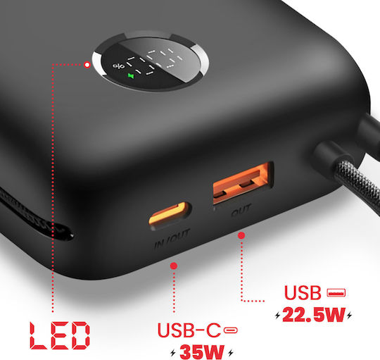 Swissten Voltbox Power Bank 30000mAh 35W με Θύρα USB-A και Θύρα USB-C Power Delivery / Quick Charge Μαύρο