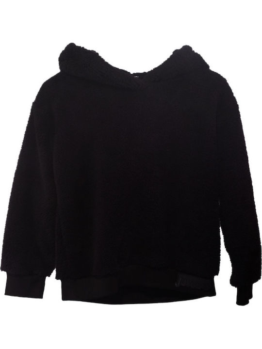 Fleece Παιδικό Φούτερ με Κουκούλα Μαύρο