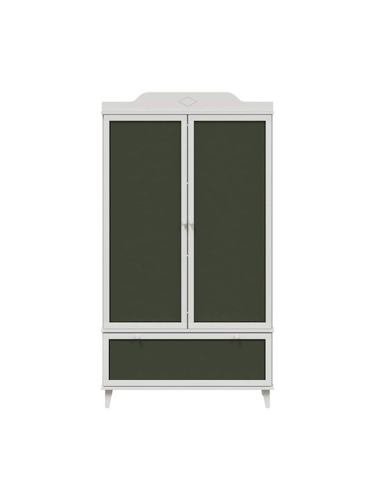 Zwei Türen Schrank mit 1 Schublade Weiß 90x45x165cm