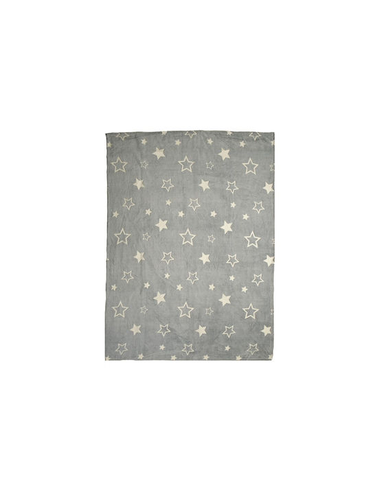 Nef-Nef Homeware Κουβέρτα Fleece Starlight Φωσφορίζουσα Grey 160x220εκ.