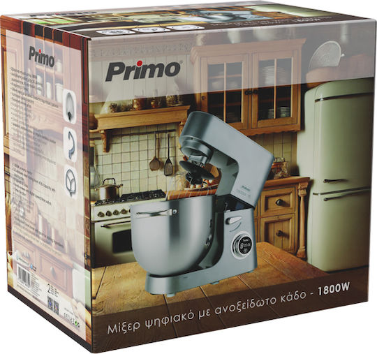 Primo PRMB-40529 Stand Mixer 1800W with Stainless Mixing Bowl 8lt