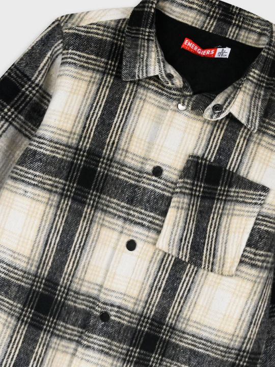 Kids Checked Shirt Long Sleeve Black