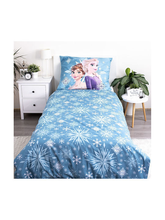 Disney Frozen Snowflake Bedding Set Kids Duvet Cover Single with Pillowcase Cotton White 100x135cm