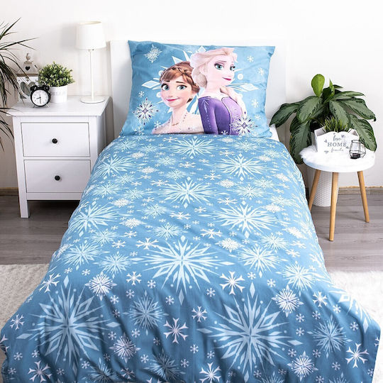 Disney Frozen Snowflake Bedding Set Kids Duvet Cover Single with Pillowcase Cotton White 100x135cm